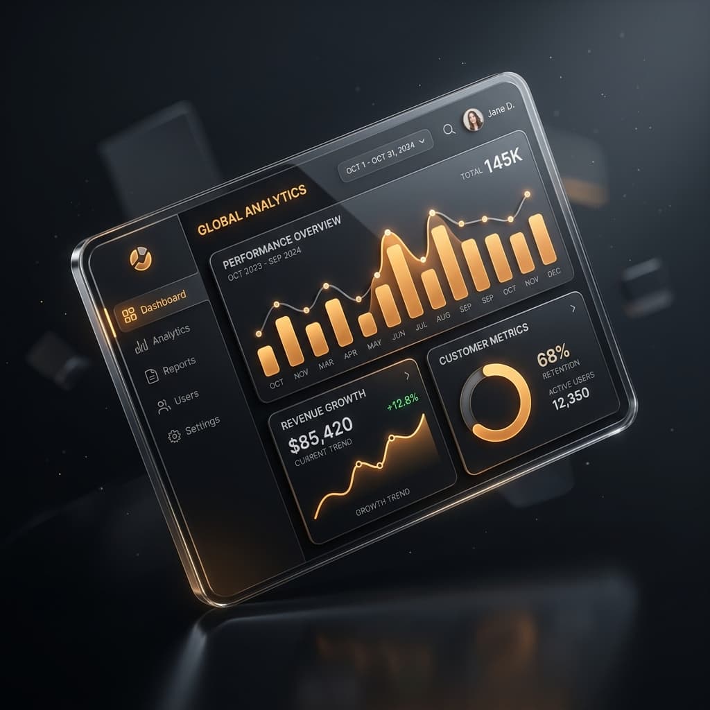 Premium Dark Mode Mobile App Dashboard UI