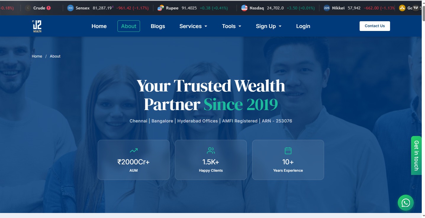 J2 Wealth Financial Growth & Wealth Management Platform - Wealth & Financial Services Project by Reinsoft